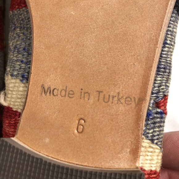 Turkish Kilim Shoes Womens 6 Wool Embroidered Carpet Loafers Indie Boho Art - Picture 9 of 16